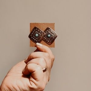 Silver and Turquoise colored earrings